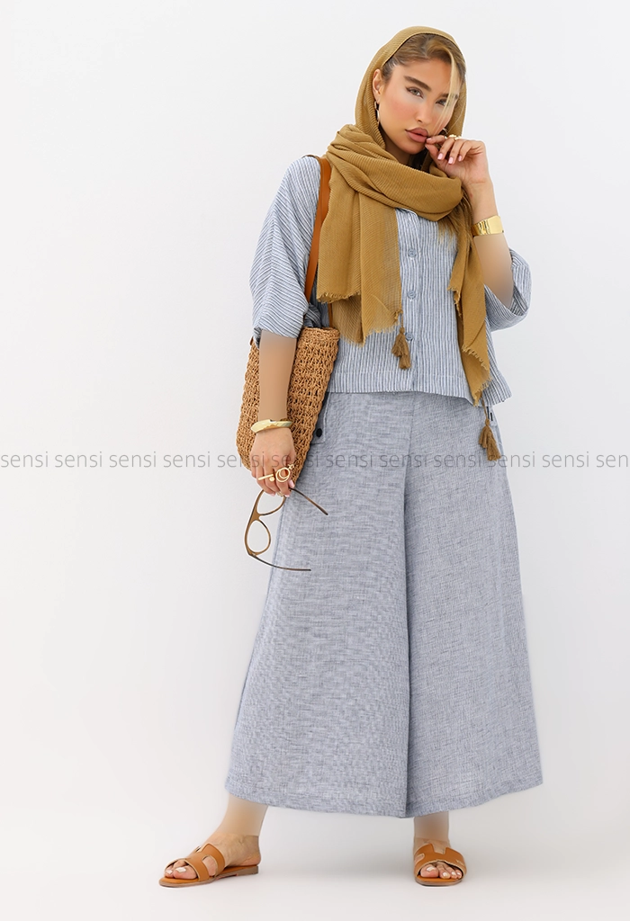 ست شومیز شلوار لینن زارا کد1005941